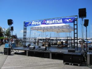 music in the marina everett kushmart stage set up